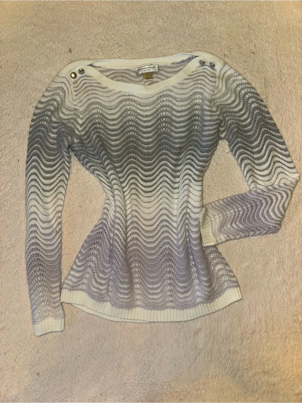 Christopher & Banks Petite Y2K Ombré Open Knit Sweater 🤍🩶🪻